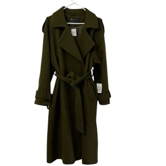 ASOS Olive Green Trench Belted Jacket(Size Medium) - Picture 3 of 10